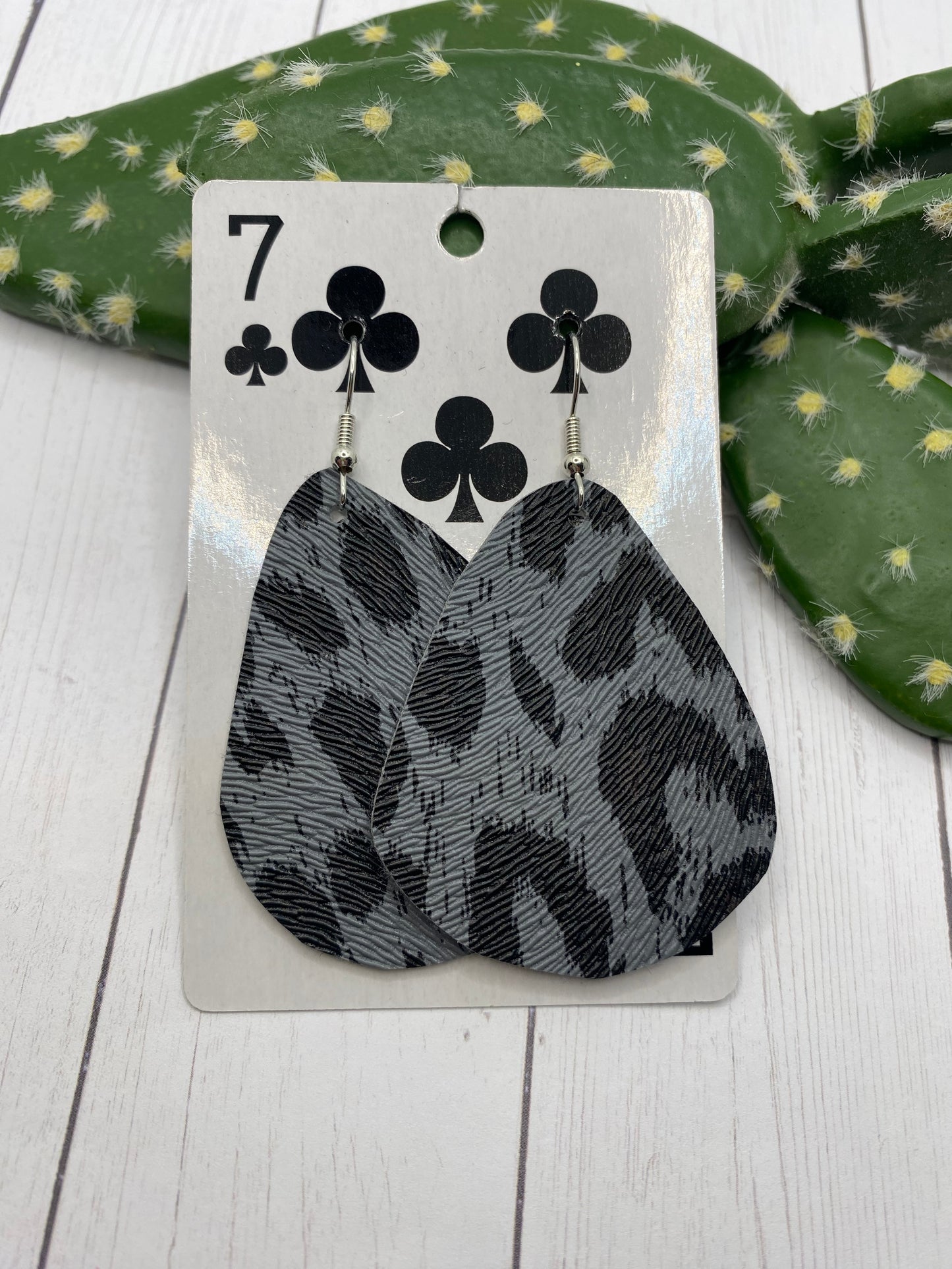 Grey Leopard Earrings