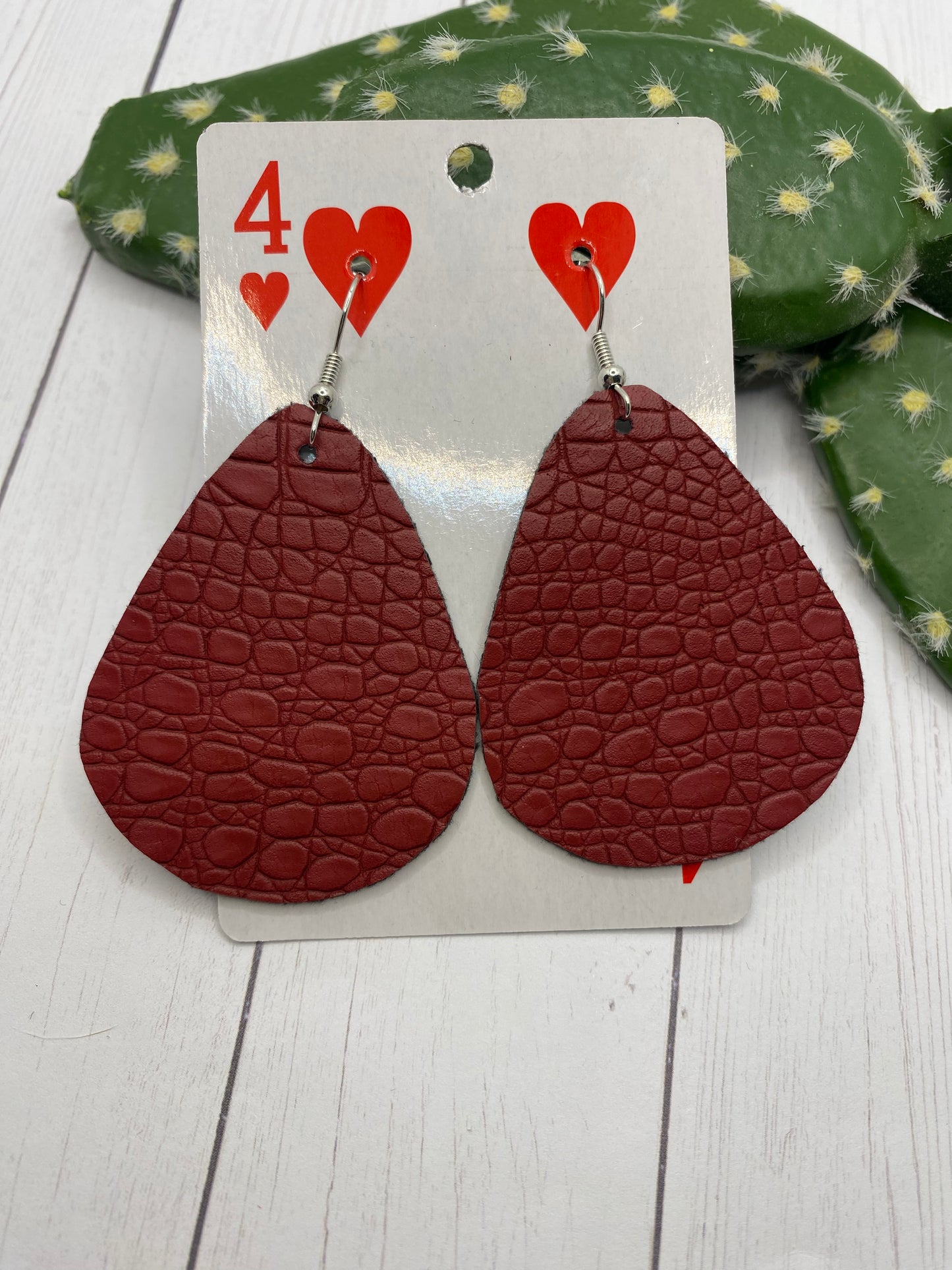 Red Leather Earrings