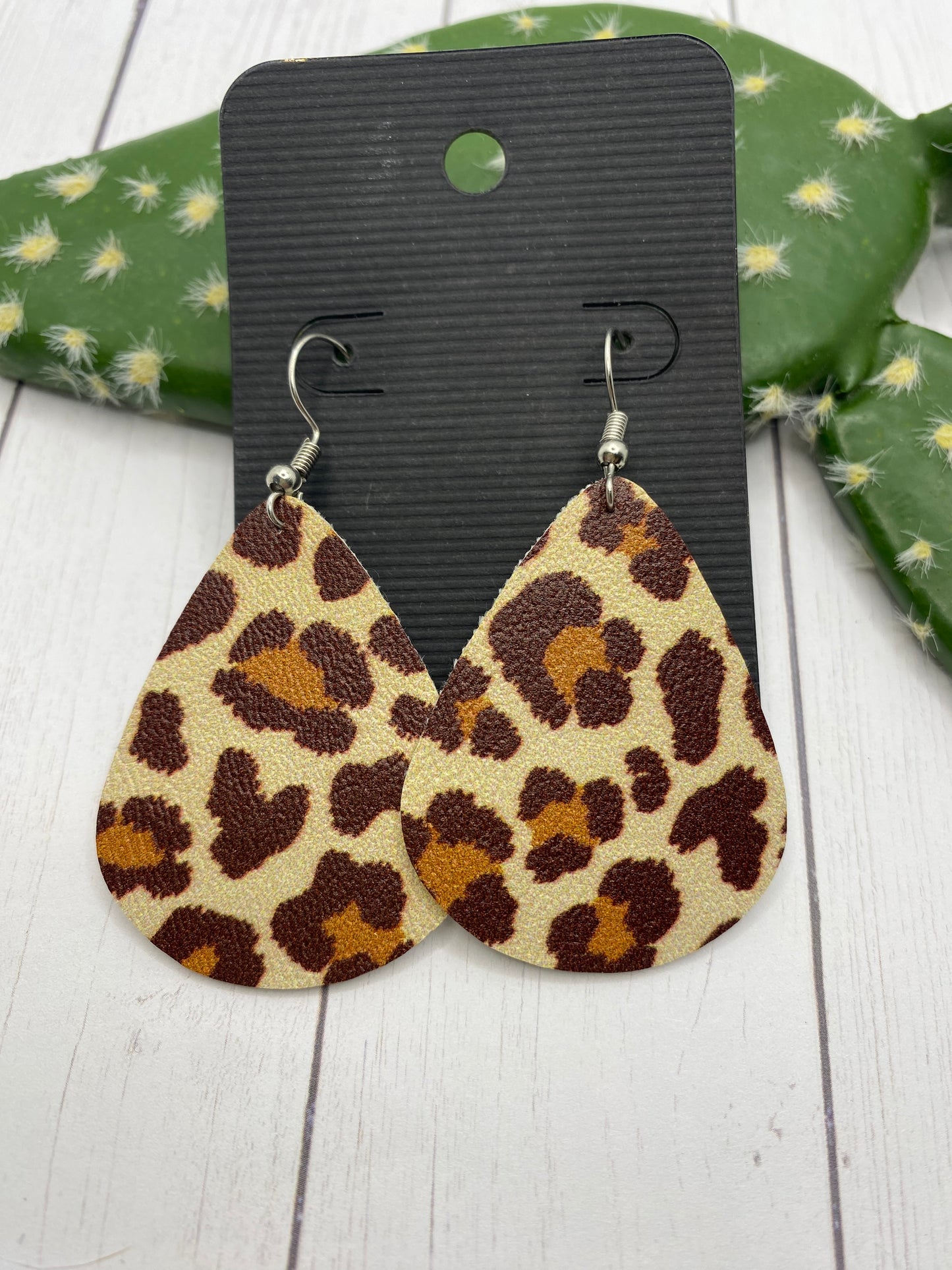 Leather Cheetah Earrings