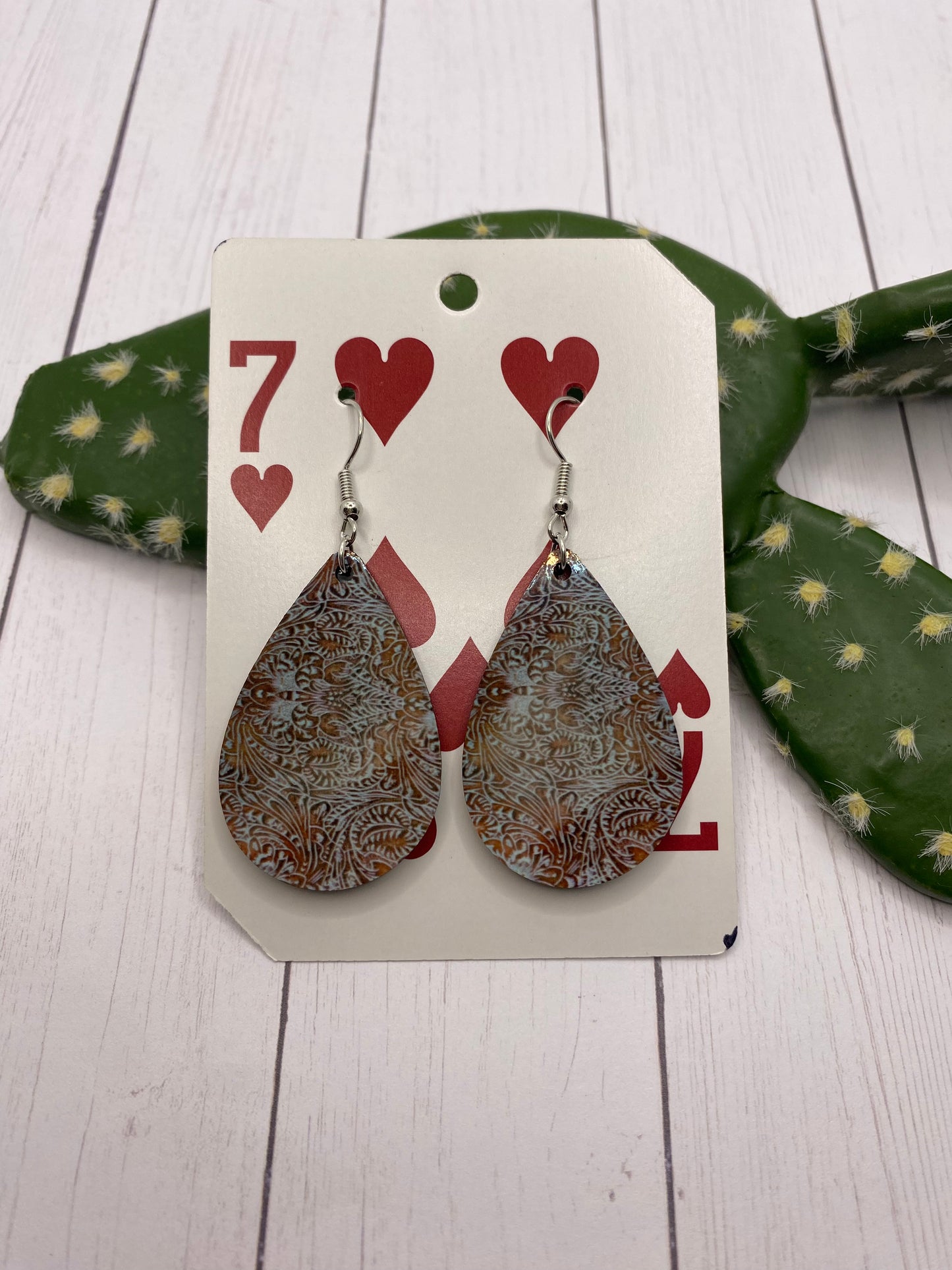 Turquoise Tooled Earrings